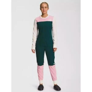 North Face thermal knit base layer hiking set sz XL green/pink #1387